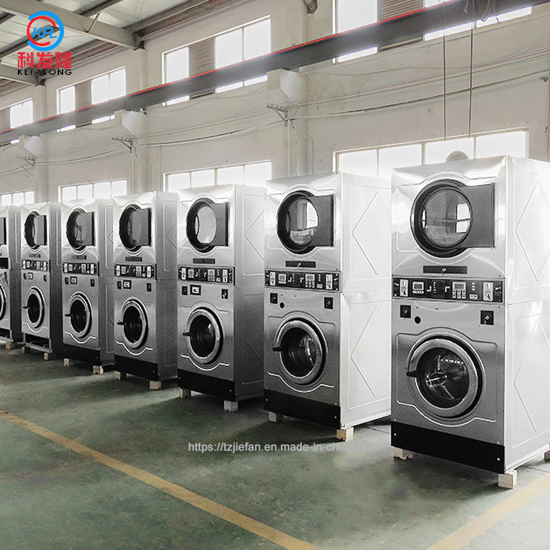 ร้านซักรีดเชิงพาณิชย์อัตโนมัติเต็มรูปแบบ 20 กก. เครื่องซักผ้าและเครื่องอบผ้าแบบหยอดเหรียญ